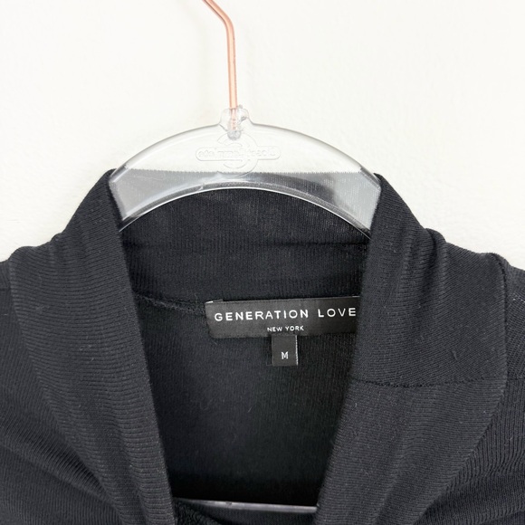 Generation Love Black Sheer Sleeve Mock Neck Top - Picture 4 of 6